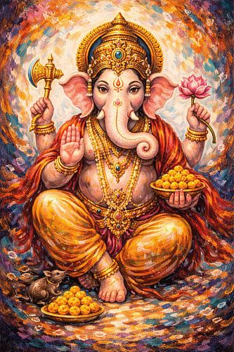 Ganesha schilderij, god van wijsheid, intellect en welvaart.