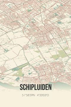 Vintage landkaart van Schipluiden (Zuid-Holland) van Rezona
