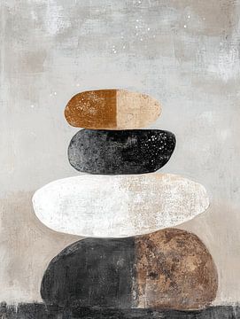 Gestapelde stenen in Japandi stijl van Japandi Art Studio