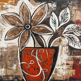 Blumenvase | Braune Blume von ARTEO Gemälde
