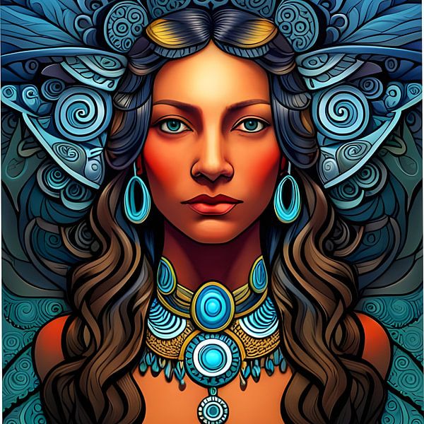 Maori-Frau, Neuseeländische Kunst von Betty Maria Digital Art