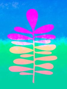 Moderne abstrakte Kunst: Collage grün, blau und rosa. Serie: Neon