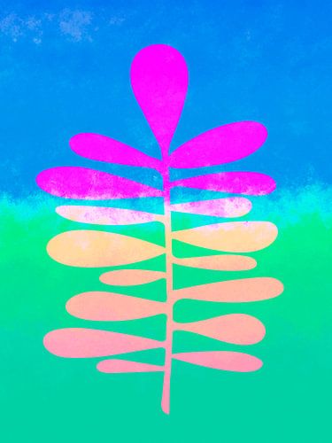 Moderne abstrakte Kunst: Collage grün, blau und rosa. Serie: Neon