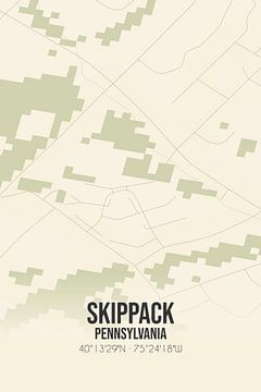 Vintage landkaart van Skippack (Pennsylvania), USA. van MijnStadsPoster