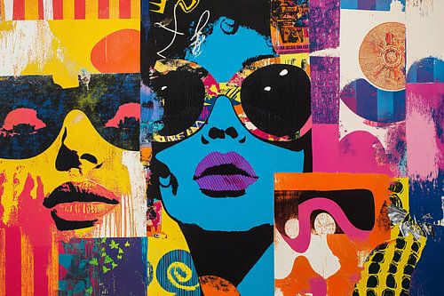 Kleurrijk popart portret van vrouw