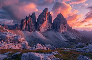 Morgenglühen in den Dolomiten