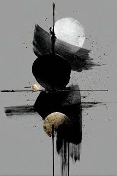 Abstrakte Malerei - Schwarz Gold Geheimnisvolle Dynamik von Joriali Abstrakte Kunst