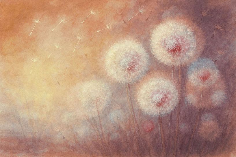 Dandelions bathed in warm light by Claudia Gründler