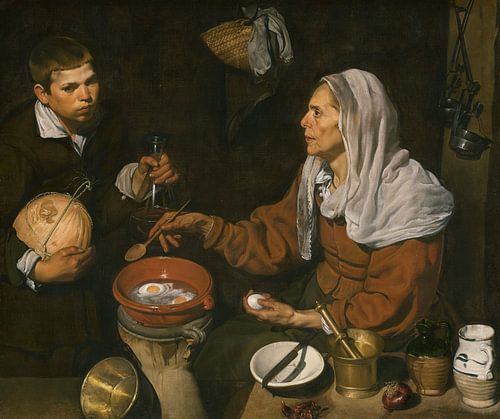 Diego Velazquez,Een oude vrouw die eieren kookt