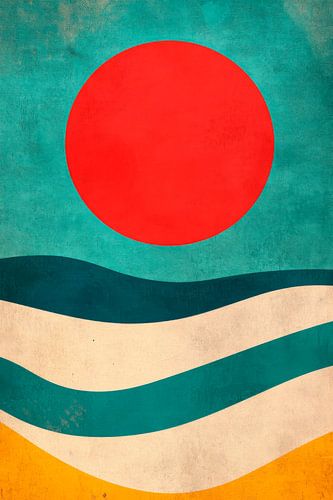 Des vagues colorées et un soleil radieux