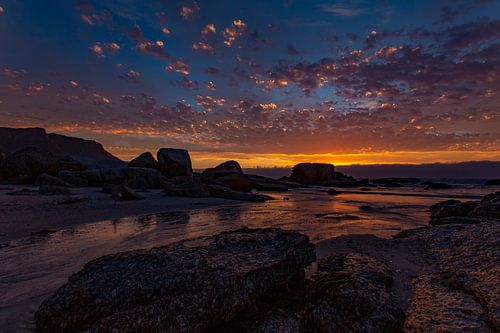 Zonsondergang, Bloubergstrand Beach, Zuid-Afrika