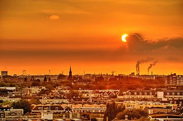 Sunset over the Old West, Rotterdam by Frans Blok