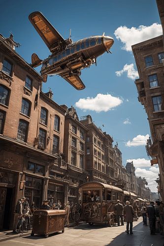 Überflug des Steampunk Flugzeuges