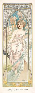 Tijden van de Dag : Ochtend Ontwaken - Art Nouveau Schilderij Mucha Jugendstil