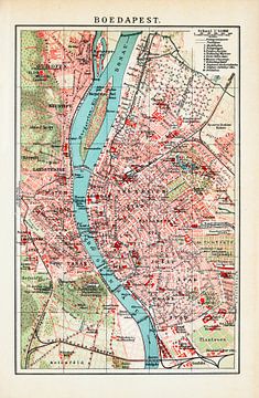 Vintage map Budapest ca. 1900 by Studio Wunderkammer
