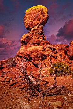 Balanced Rock at sunset in Arches National Park Utah USA by Dieter Walther