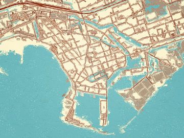Kaart van Hoorn Centrum in de stijl Blauw & Crème van Map Art Studio