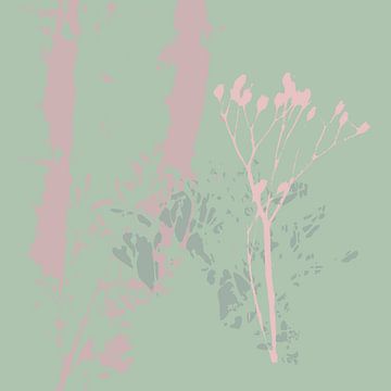 Roze, groene en grijze planten. van Dina Dankers