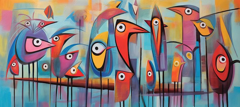 Bunte Vögel malen | Blikvangers von ARTEO Gemälde