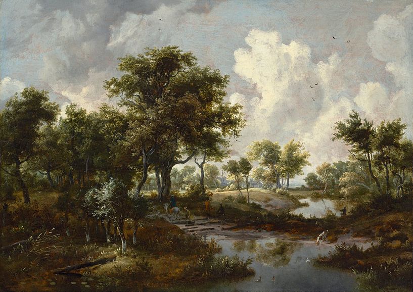 Eine bewaldete Landschaft, Meindert Hobbema von Meisterhafte Meister