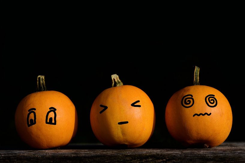 Three pumpkin with face by Ulrike Leone