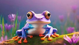 Purple frog in nature