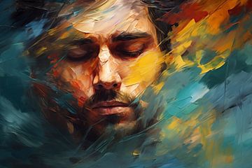 Abstract artistic background with a man, in oil paint design by Animaflora PicsStock