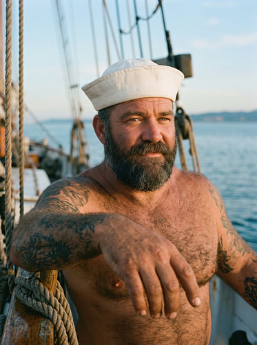 Un marin barbu sur le pont