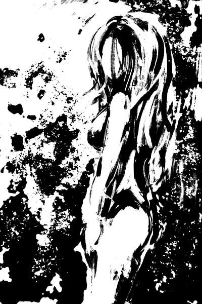 Abstrakter Akt in Schwarz und Weiß von Emiel de Lange