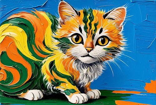 Kleurrijke kat in levendige kleuren