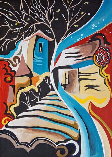 evening ciry, painting