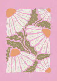 Retro-Rosa-Gänseblümchen-Blumenmuster von Katarzyna Gąsiorowska