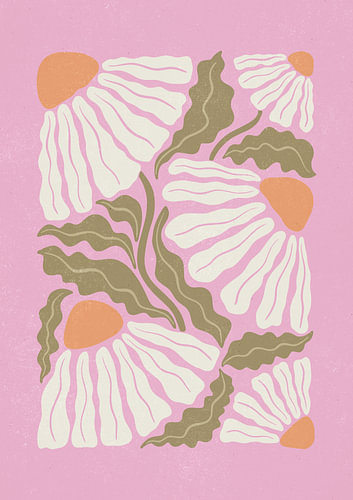 Retro roze madeliefjesmotief