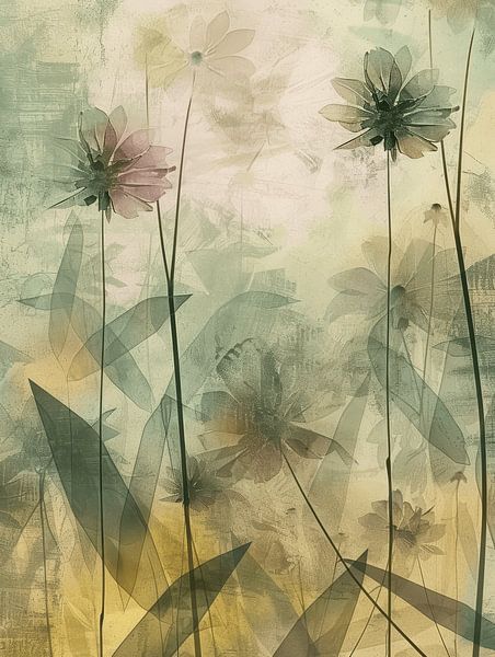 Botanisch stilleven in Japandi stijl van Japandi Art Studio