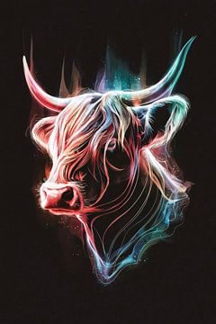 Abstract Colour Dance of a Taurus by De Muurdecoratie