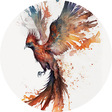 Feniks Mythische Vogel Aquarel Digitale Kunst Fantasie van Preet Lambon