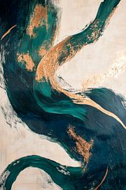 Flots de couleurs abstraites avec des accents dorés sur Poster Art Shop