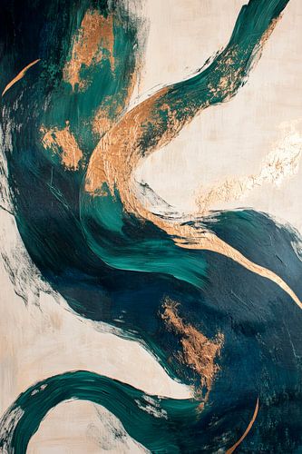 Abstracte kleurenstromen met gouden accenten