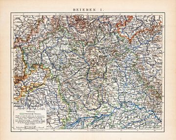 Vintage kaart Beieren I van Studio Wunderkammer
