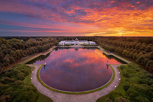Parkhotel at sunrise in Bremen, Germany