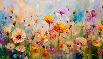 Uitbundige zomer. Wilde zomerbloemen in het gras