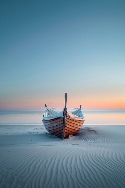 Boot auf ruhigem Ozean von fernlichtsicht