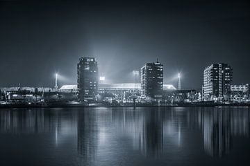 Feyenoord Stadium 'de Kuip' Black and White Reflected by Niels Dam