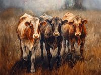 3 koe kalfjes in de wei