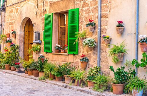 Mallorca Spanje, plantenstraat in het oude dorp Valldemossa