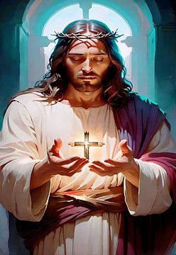 Jezus Christus Zegen met Kruis van Art Kingdom