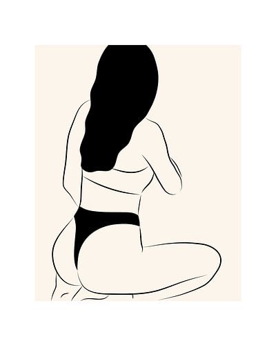 Femme assise en sous-vêtements