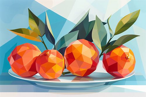 Facets of Freshness: Tangerines on a Scale by Color Square