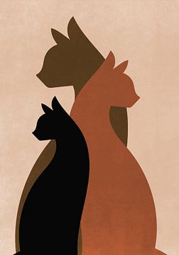Three bohemian cats in Terra Cotta colours. by Bianca van Dijk