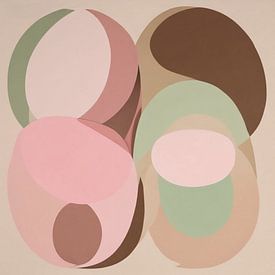 Ein warmer, farbenfroher Kokon aus organischen Formen, modern und abstrakt. von J.a Dijkstra